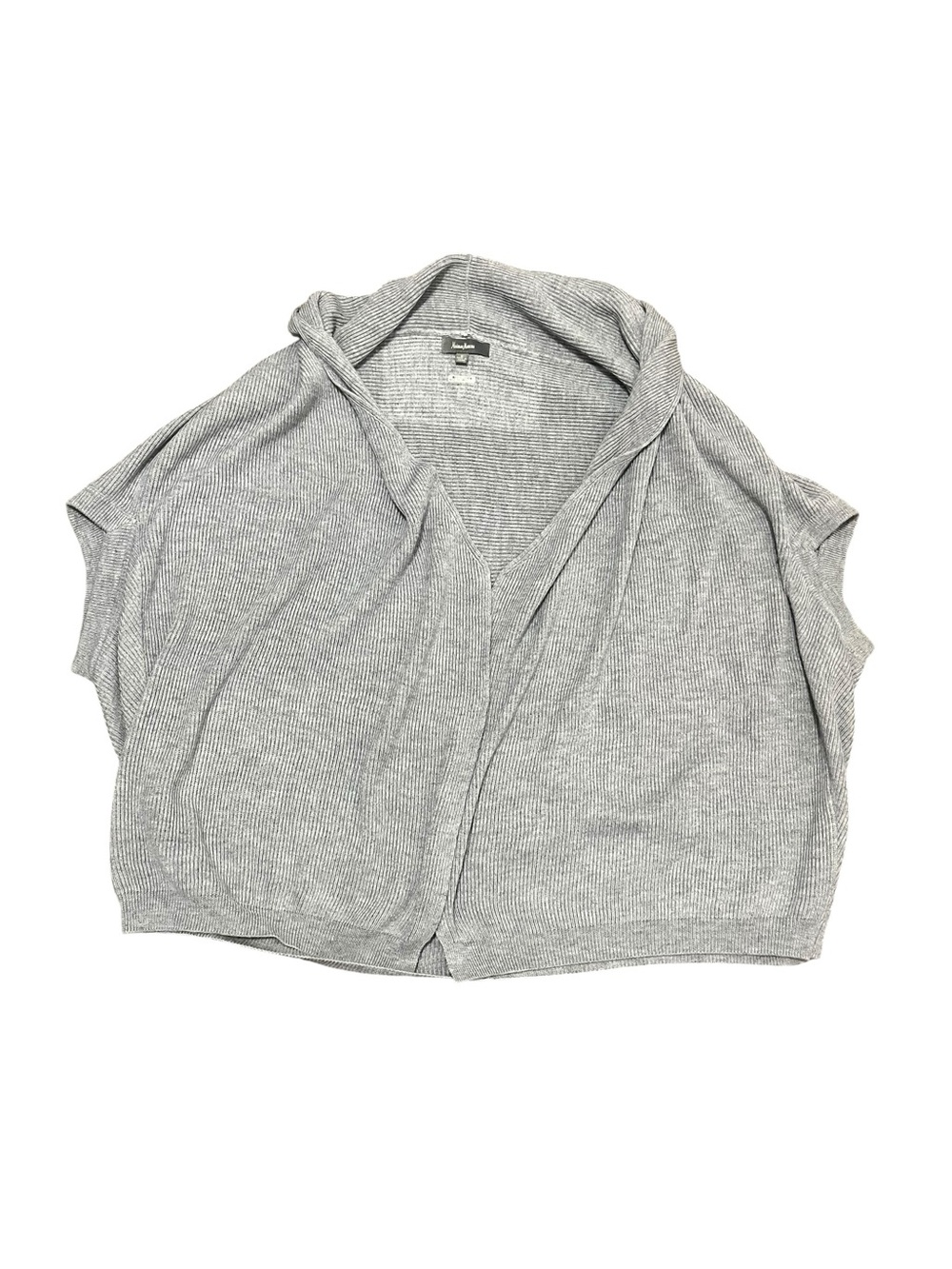 Neiman Marcus Light Gray Open-Front Knit Cardigan